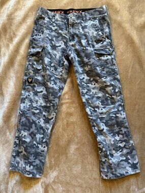 HAWX Men's 33x30 Gray Camo Ripstop Cargo Work Pants Reinforced Knees HF18P02